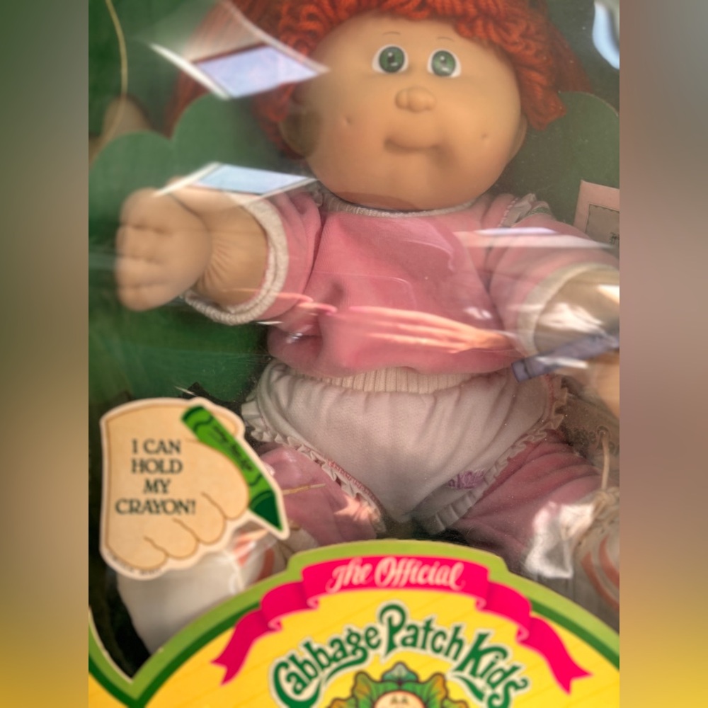 The Official Cabbage Patch Doll in Pink Outfit, holding purple crayon - Picture 2 of 6